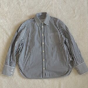 Maria McManuas Striped Button Up Classic Shirt Women's M Organic Cotton